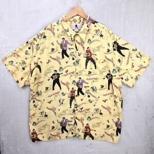 Reyn Spooner Elvis Presley Shirt Mens 4XL Beige Hawaiian Rayon Button Up AOP